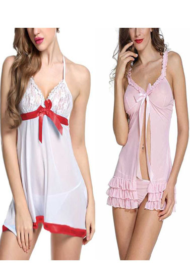 "Pack of 2" Women Babydoll Nightwear Lingerie with Panty