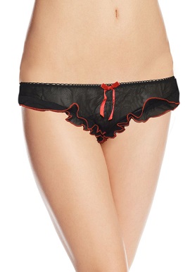 Women's Frilled Transy Black Thong