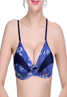 Women's Printed Blue Everyday Support Bra