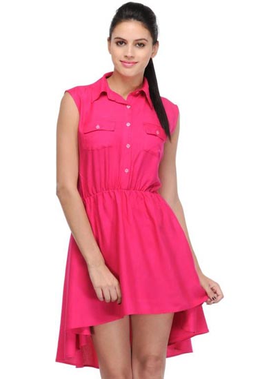 Favorite Pink High Low A Line Dress