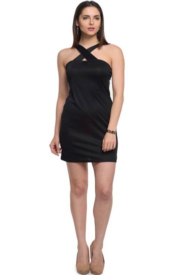Ladies Cross Neck Party Wear 1 Piece Dress