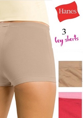 Hanes Pretty Organic Cotton Pack Of Three Boyshorts