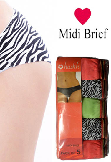 Hushh Basic Midi Brief pack 6 Women’s Knickers