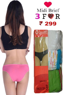 Hushh Rich Cotton Pack Of 3 Midi Brief