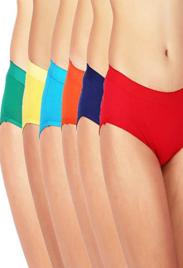 Hushh Women's ComfortSoft Waistband Stretch Cotton Hipster Panties, 6-Pack