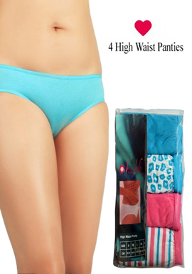 Hushh Women’s Smooth Cotton High Waist Brief, 4-Pack
