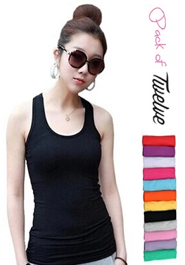 Wholesale Lot - 12 Premium Tank Top 'U' Back