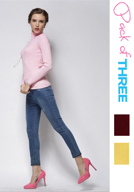 Wholesale Lot Of 3 Rib Trim High Neck Sweater