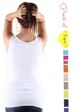 Wholesale Cotton Stretch Tank Top 10 Pieces Round Back