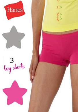 Hanes Soft Comfy Women's Cotton Stretch Three Boyshorts