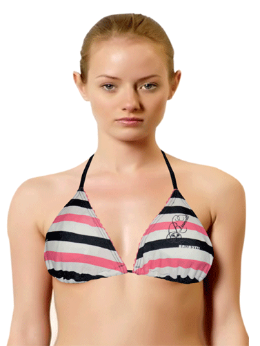 Banana Moon Strips Print Halterneck Bikini Top