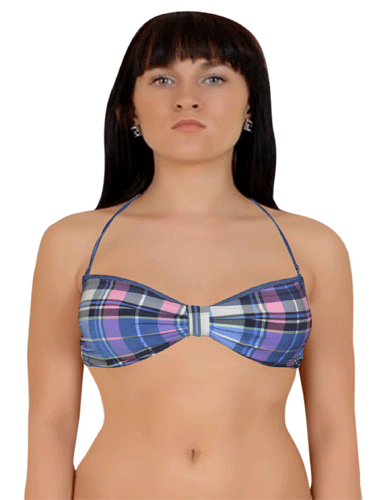 H&M Check Print Halter Bikini Top