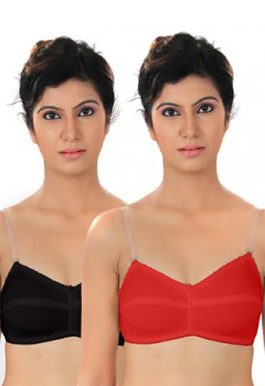 "Lady's Cotton" Transparent Straps Bra Pack Of 2
