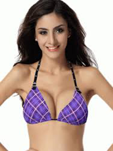 Smooth Cool Lines Print Padded Bikini Top