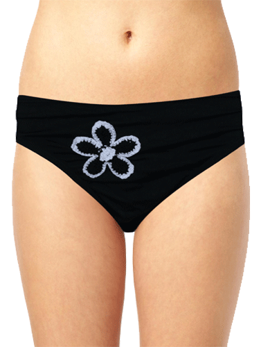 Girl's Front Back Flower Print Bikini Bottom