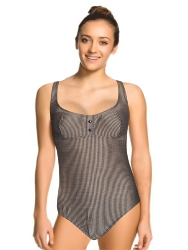 Rasurel Black & White Check Print Onepiece Swimwear