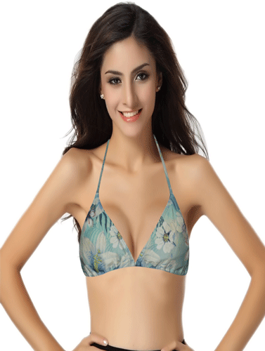 Sexy Shimmer Tropical Print Tri Halter Bikini Top (SOLD OUT)