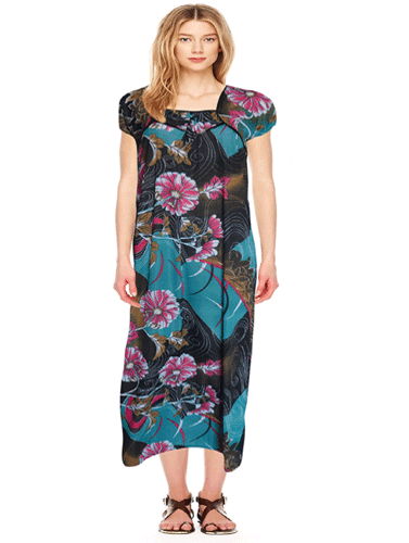 Multi Vintage Print Full Length Nighty