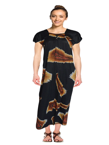 Peacock Feather Print Full Length Nighty