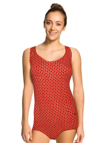 Strickwaren Orange Check Print One Piece Swimwear