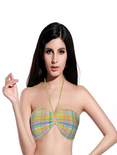 Classic Check Print Halter Bikini Top