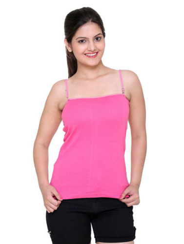 Ladies Pink Detachable Straps Camisole (Pk Of 2)