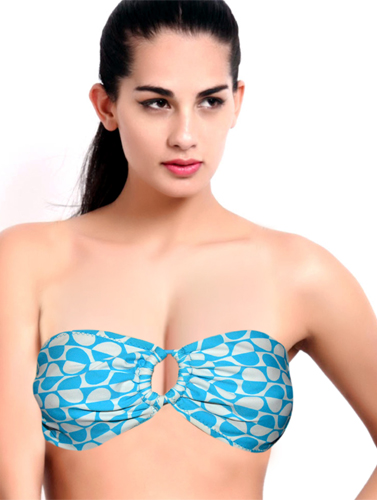 Rouymg Heart Cut Retro Print Bandeau Bra(SOLD OUT)