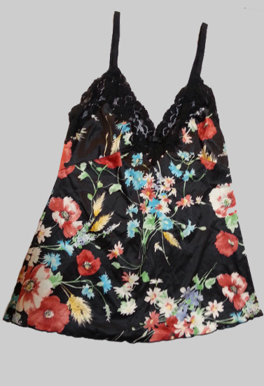 D&G Black Floral Print Lace Trim Camisole