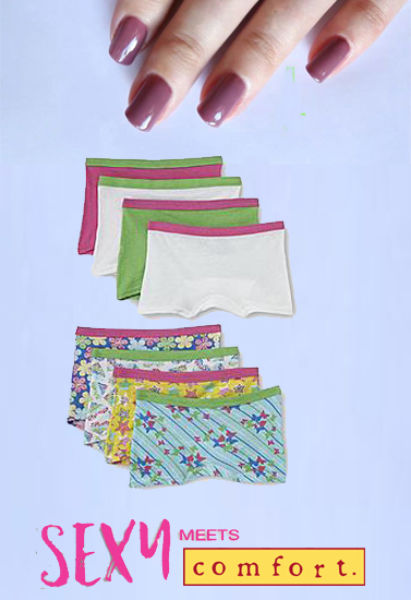Plain & Printed Mix Boyshorts Panties 8-Pk