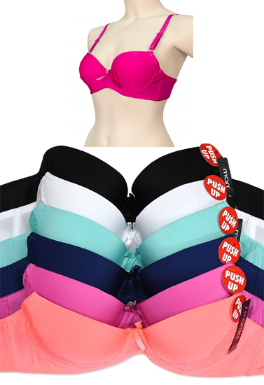 Wholesale Lot 6 Multi Colors Push-UP Bras- Hushh