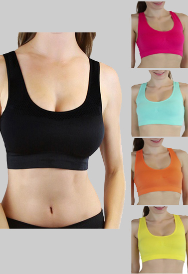 Wholesale 5-Pack Seamless Scoop Neck Sports Bra