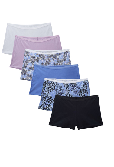 Ladies Comfort Cotton Boyshort 6-Pack