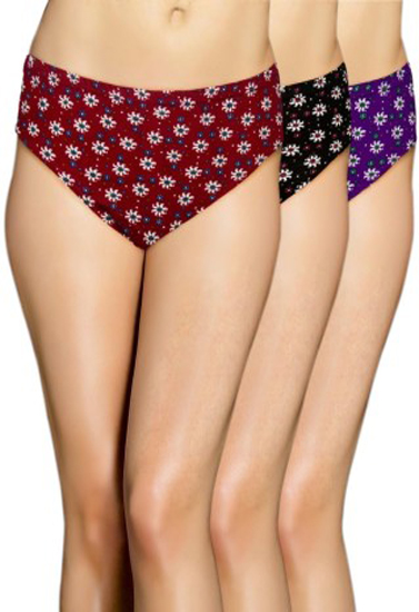Lady Lyka- Pk Of 3 Floral Print Plus Size Panties + 1 Free Bra(Sold Out)