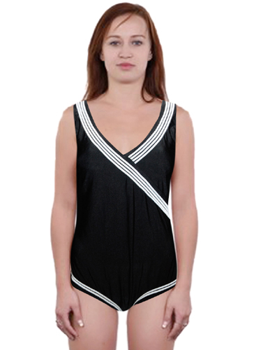 Lycra Black Built-in Bra White Cross Swimwear