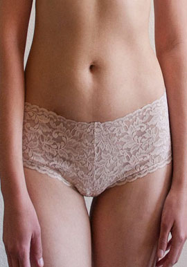 Plus Size Beige Coloured Lace Transparent Boyshort Panty(Sold Out)
