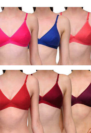 Wholesale Lot 6 Adjustable Straps Cotton Everyday Bra