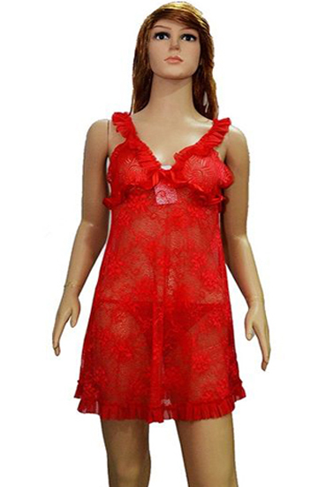 Women Red Sexy Seduction Wide Strap Camisole Nightwear