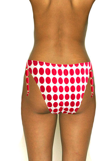 ♥Red Polka Dot Side Tie Swimwear Bikini Brief