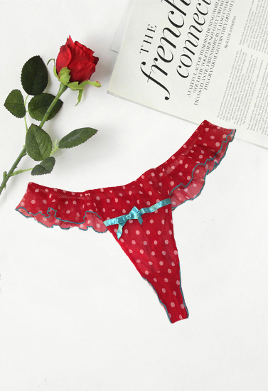 Ann Summers Net Lace Frill Polka Dot Red Thong(sold out)