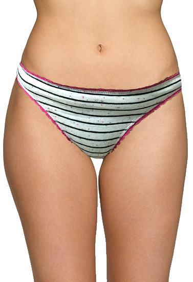 Secret Possessions Bold Pink & Black Striped Print Cotton Thong(Pk Of 2)