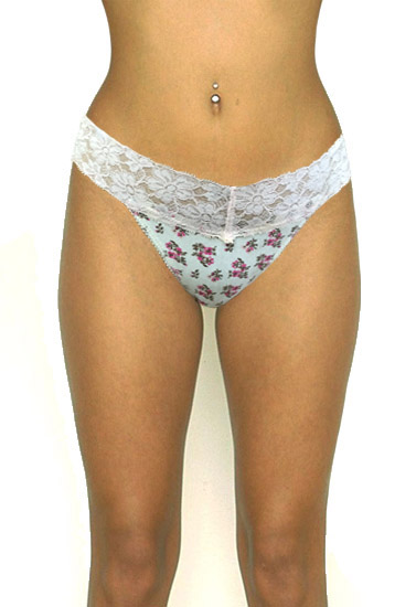 No Secret Pretty Floral Print Lace Thong Panty