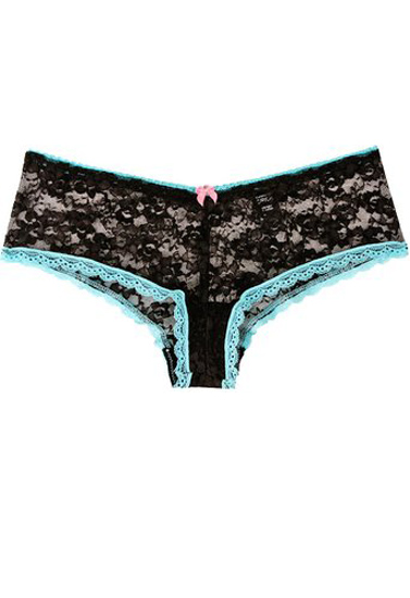 Ladies Sensual Black Blue Transparent Lace Boyshort + 1 Free Bra(Sold Out)