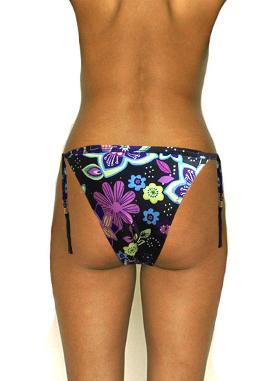 ♥Floral Print Brazilian Bikini Bottom With Lurex Side Ties