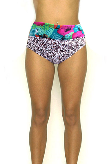 BODY FLIRT Leopard Print & Floral Wide Waistband Hi-Cut Brief