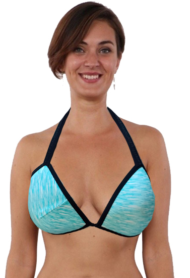 New Blue Dye Push Up Padded Halter Bra