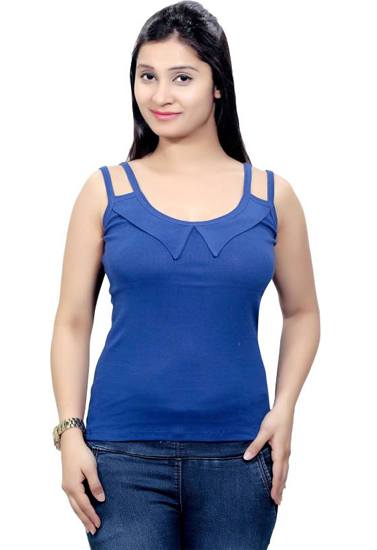 New Double Straps Style Blue Camisole Top