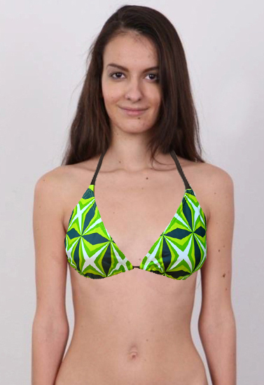 Green Tropical Print Halter Swim Top