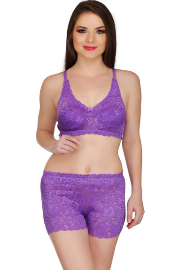 Lacy Romance Purple Lingerie Set