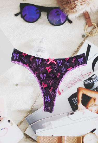 lingerie Black Printed Cotton Panty