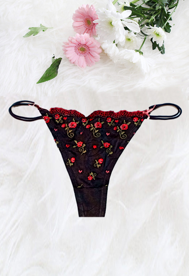 Double Up Floral Print Black G-String (Sold Out)